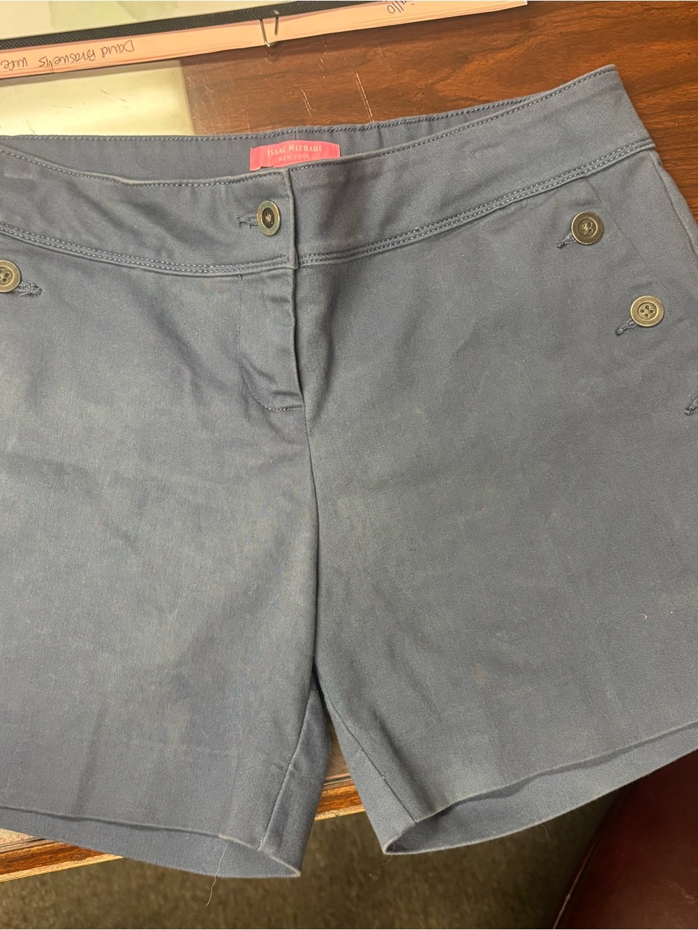 Isaac Mizrahi Navy Women's Bermuda Shorts with Button Detail